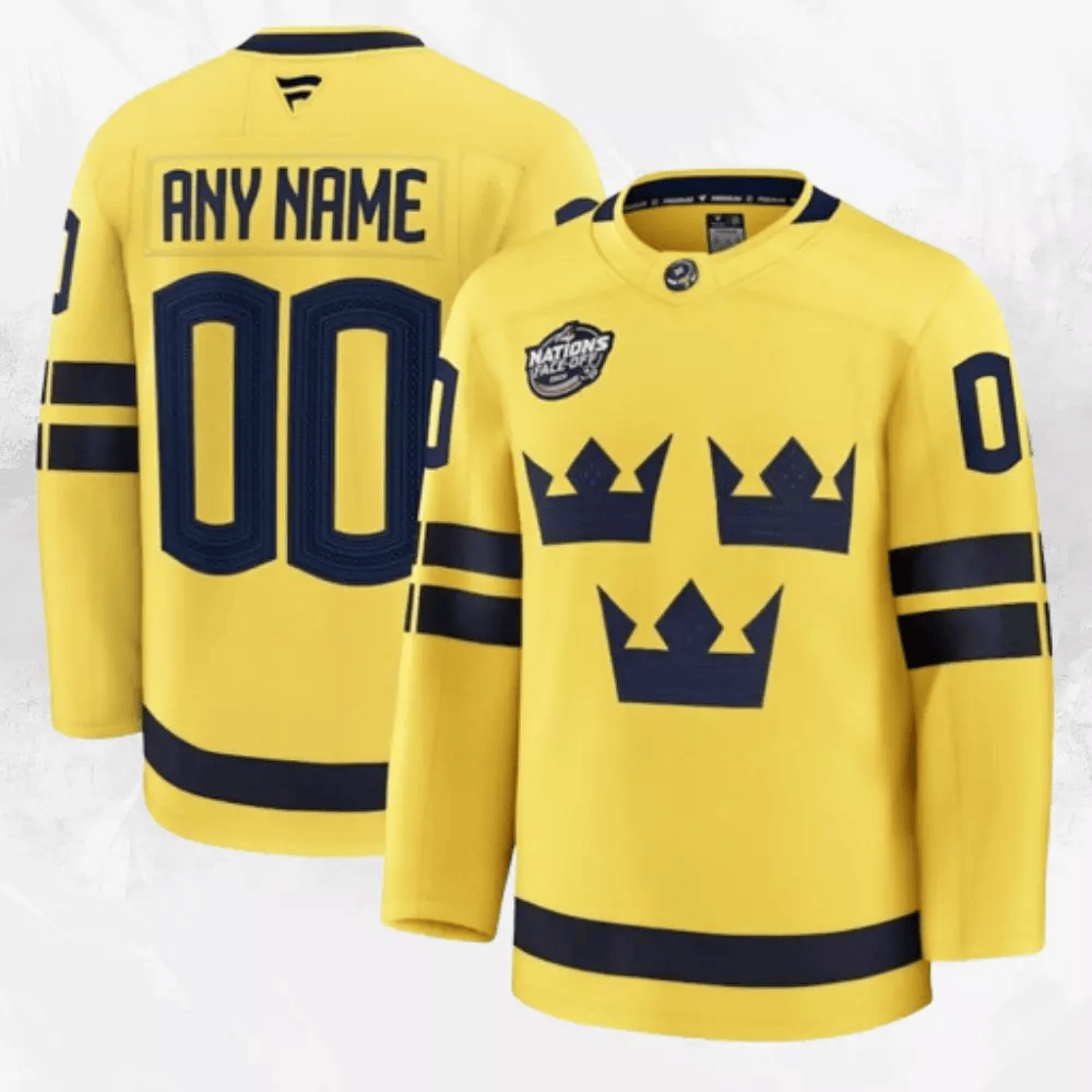 Custom Name Sweden 2025 4 Nations Face-Off Premium Yellow Jersey