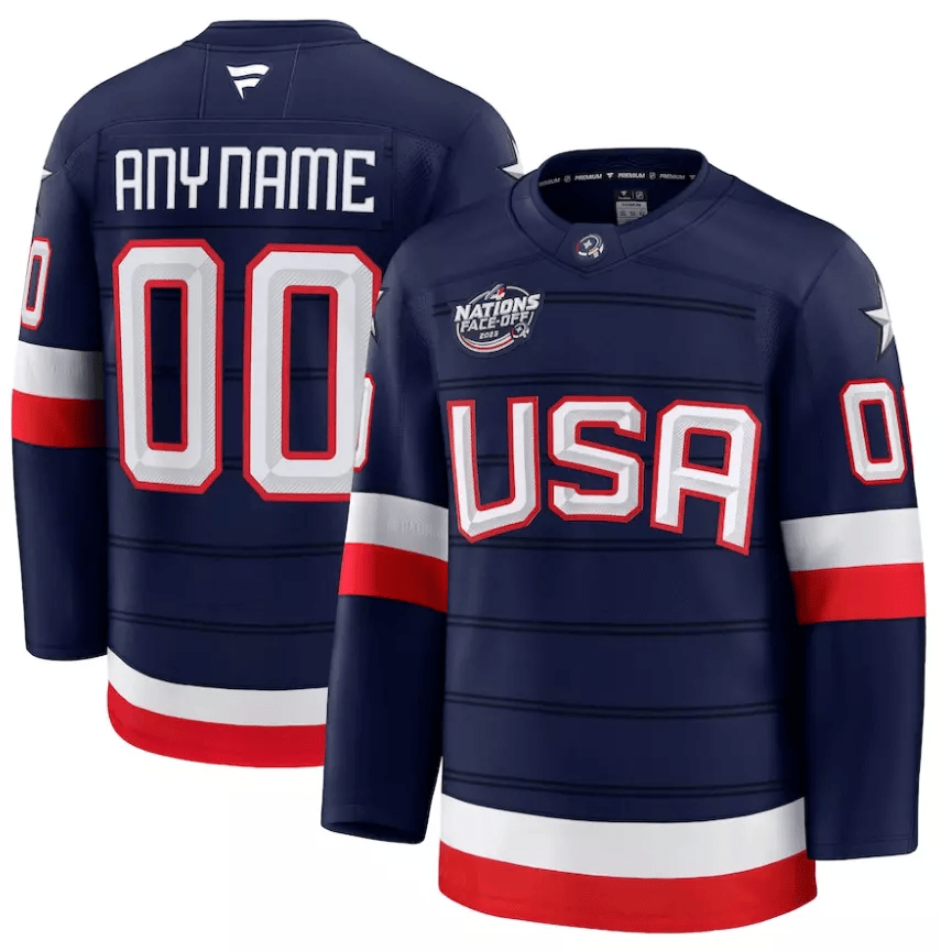 Custom Name USA 2025 4 Nations Face-Off Stitched Navy Jersey