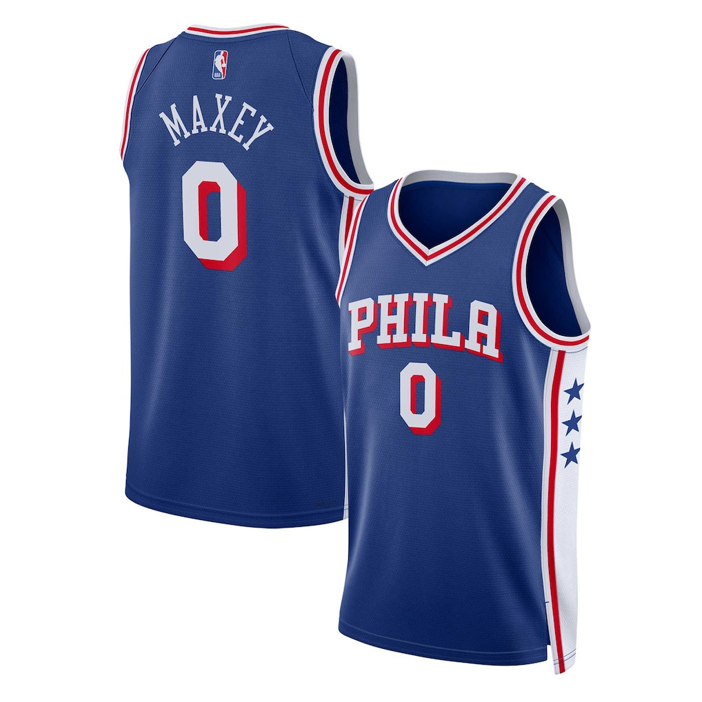 Custom Philadelphia 76ers Merch 2026 Tyrese Maxey #0 Philadelphia 76ers Swingman Jersey Royal