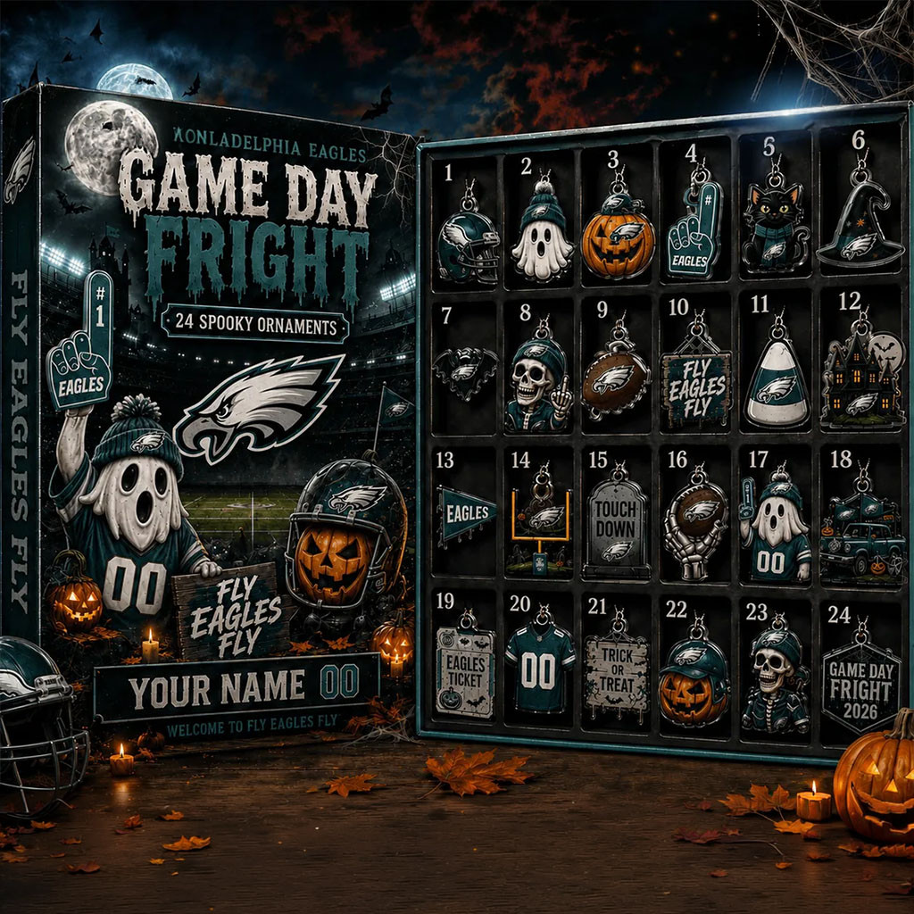 Custom Philadelphia Eagles Halloween 2026 Advent Calendar 24 Spooky Ornaments Eagles Merch