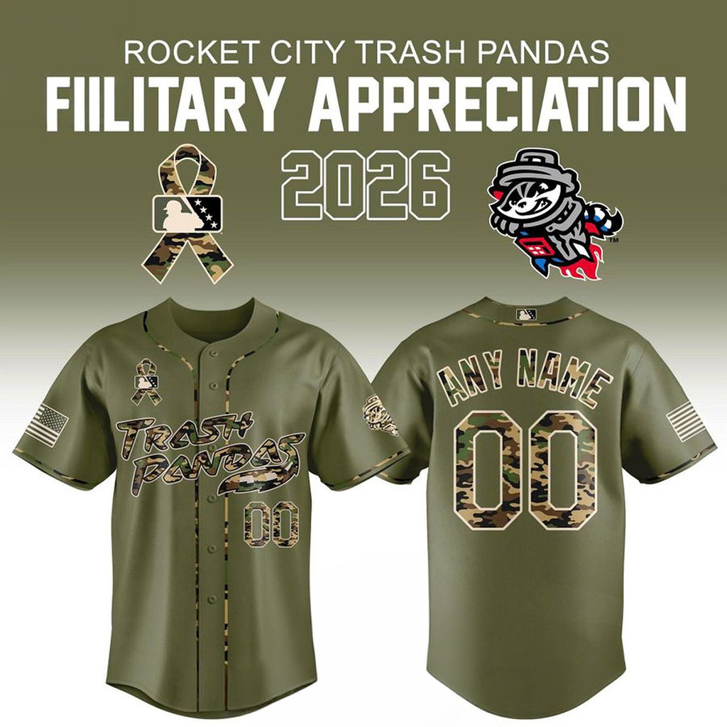 Custom Rocket City Trash Pandas 2026 Military Appreciation Night Jersey Pandas Merch Fan Gifts