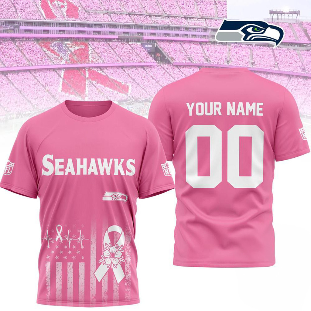 Custom Seattle Seahawks 2026 Breast Cancer Awareness Shirt Seahawks Merch Cancer Fighter Gifts