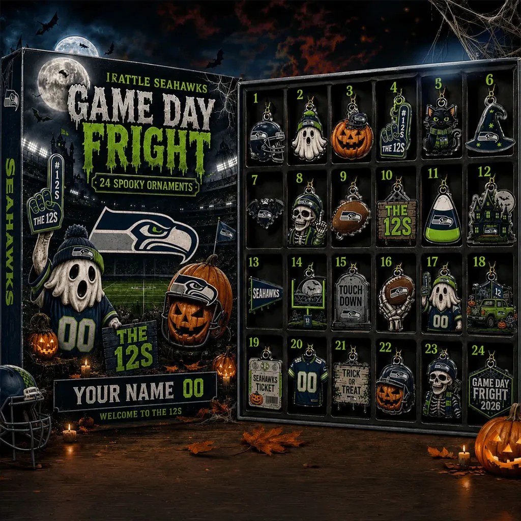 Custom Seattle Seahawks Halloween 2026 Advent Calendar 24 Spooky Ornaments Seahawks Merch