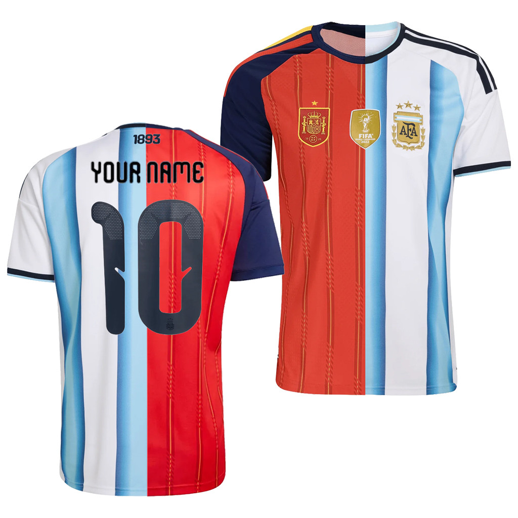 Custom Spain And Argentina Jersey Shirt Home Jersey World Cup Final 2026 Merch Gift For Brother