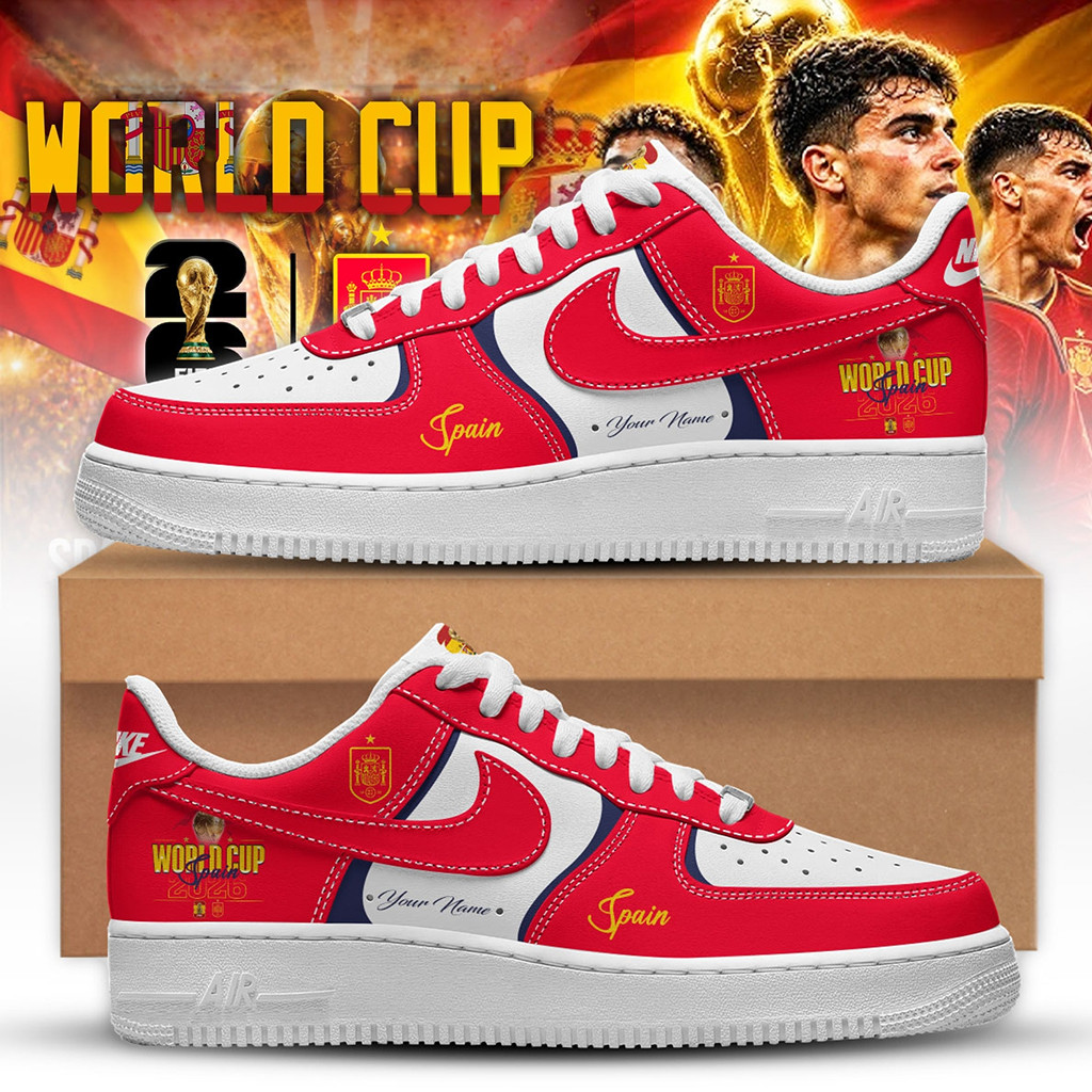 Custom Spain Team World Cup Champions 2026 Sneakers Spain Football WC 26 Merchandise Gifts