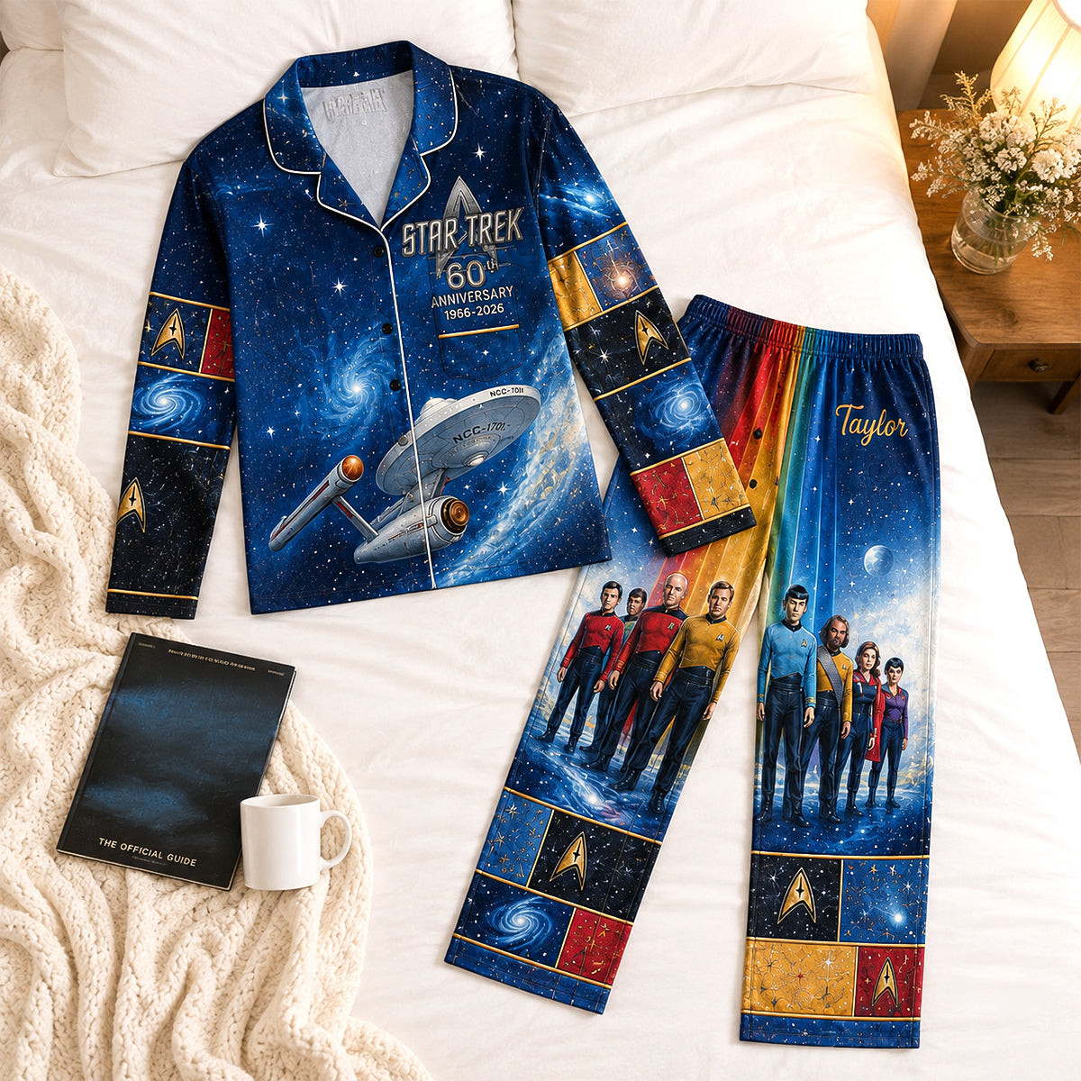 Custom Star Trek 60th Anniversary Pajama Set Long Time In The Cosmic Star Trek Merch