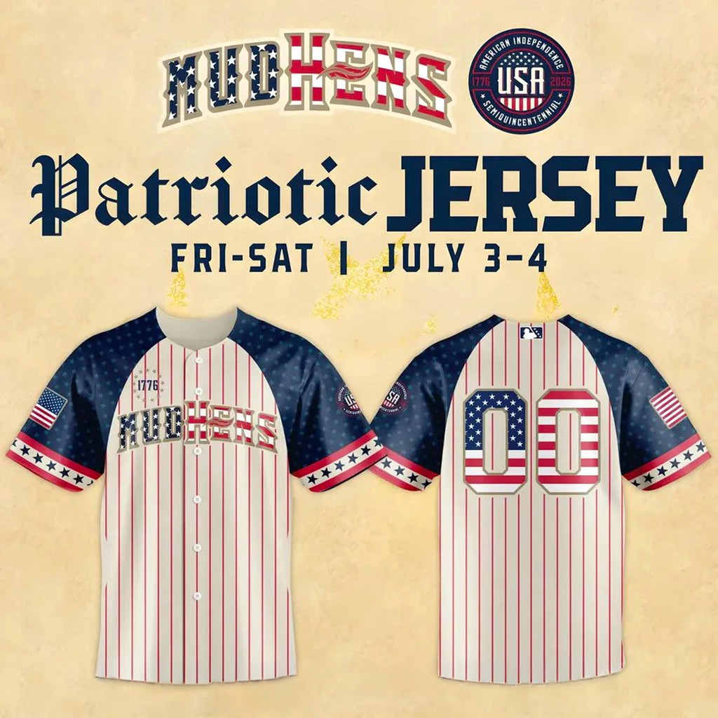 Custom Toledo Mud Hens x 2026 Patriotic Jersey Hens Merch 4th Of July Gifts