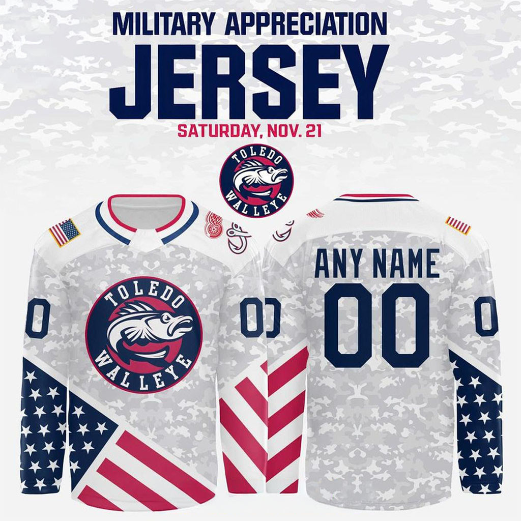 Custom Toledo Walleye 2026 Military Appreciation Game Day Hockey Jersey Toledo Walleye Merch