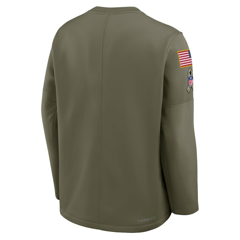 Dallas Cowboys 2025 Salute to Service Sideline Coaches Therma-FIT Long Sleeve Shirt - Olive - Image 3