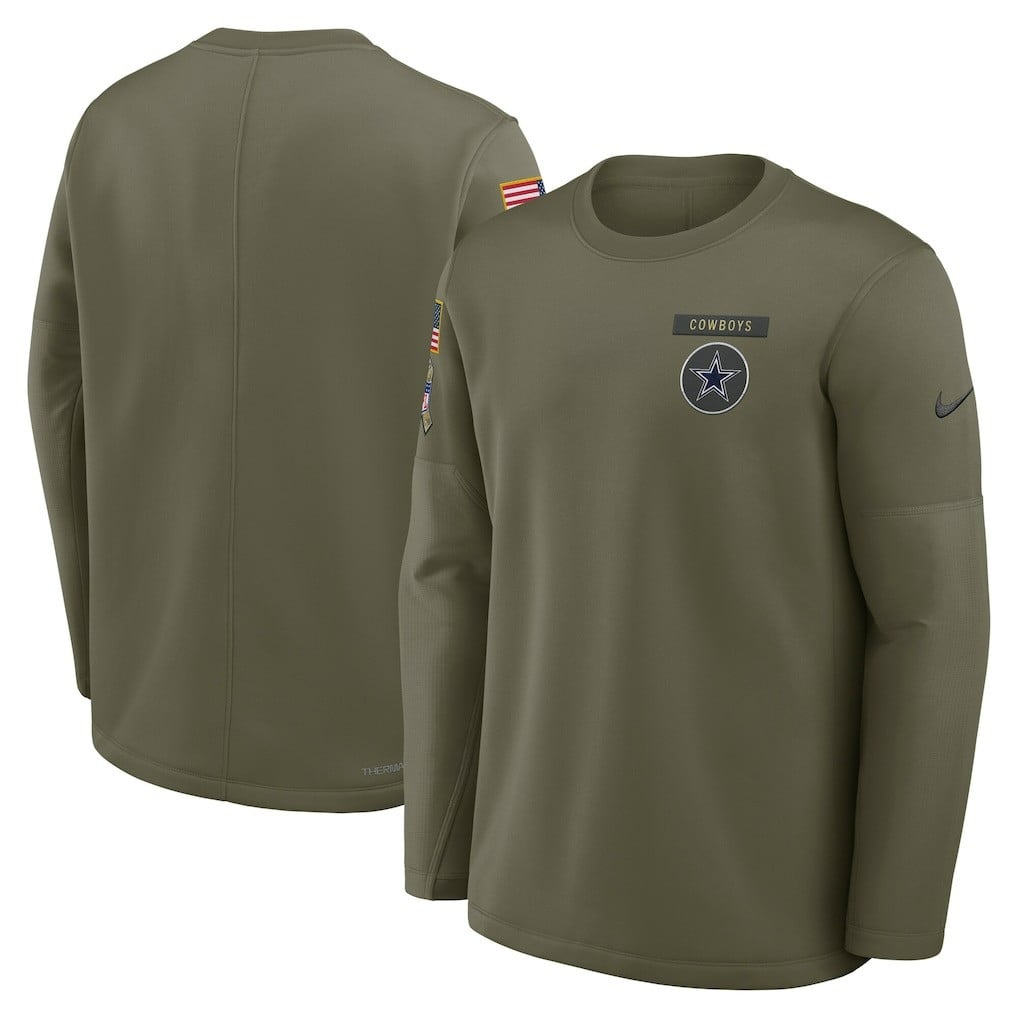 Dallas Cowboys 2025 Salute to Service Sideline Coaches Therma-FIT Long Sleeve Shirt - Olive