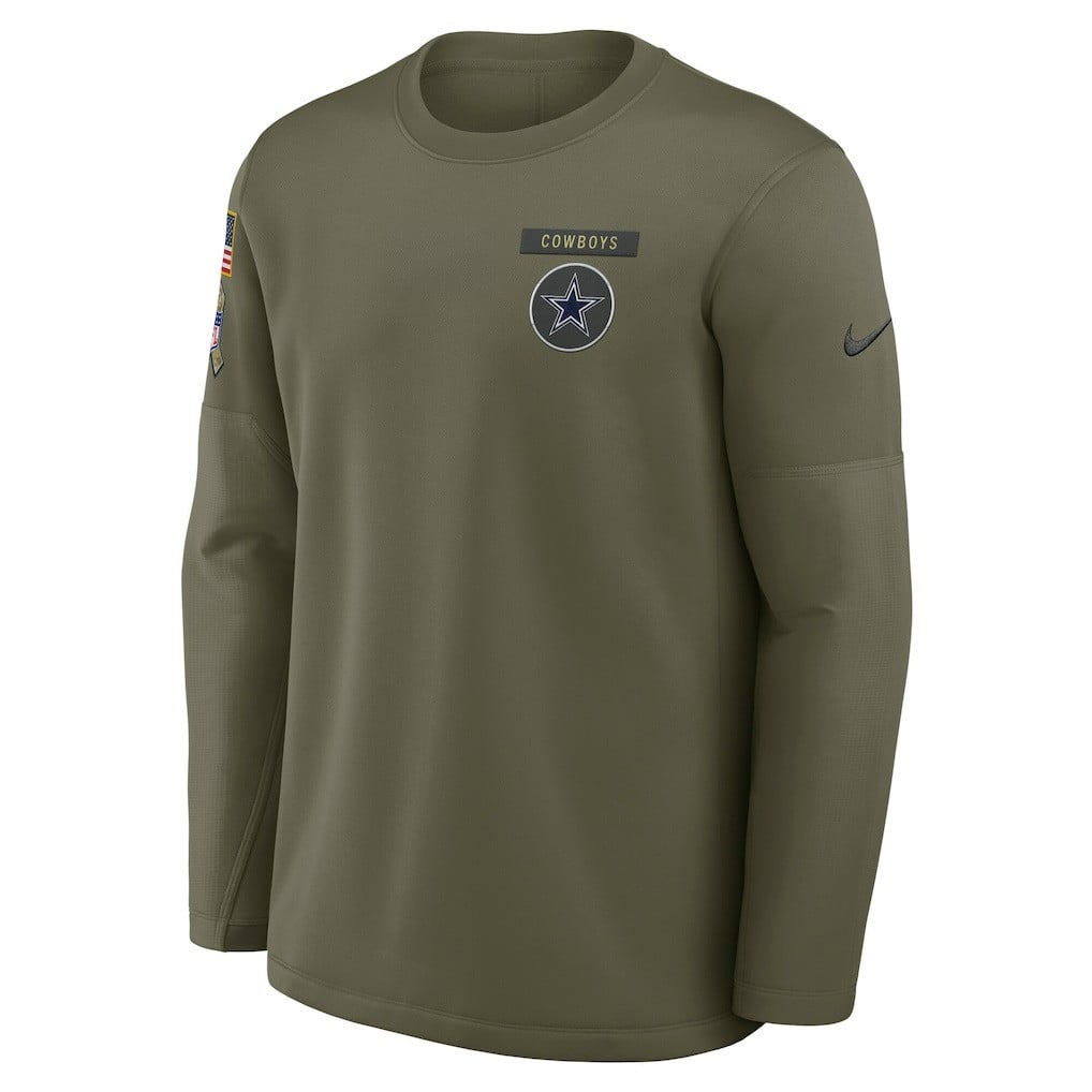 Dallas Cowboys 2025 Salute to Service Sideline Coaches Therma-FIT Long Sleeve Shirt - Olive - Image 2