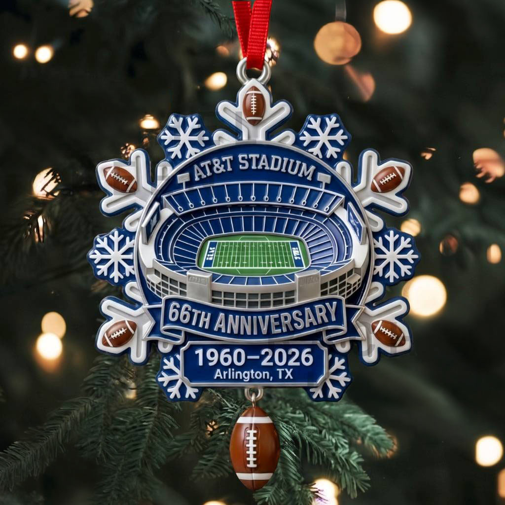 Dallas Cowboys AT&T Stadium Snowflake Edition 2026 Christmas Ornament Dallas Cowboys Merch