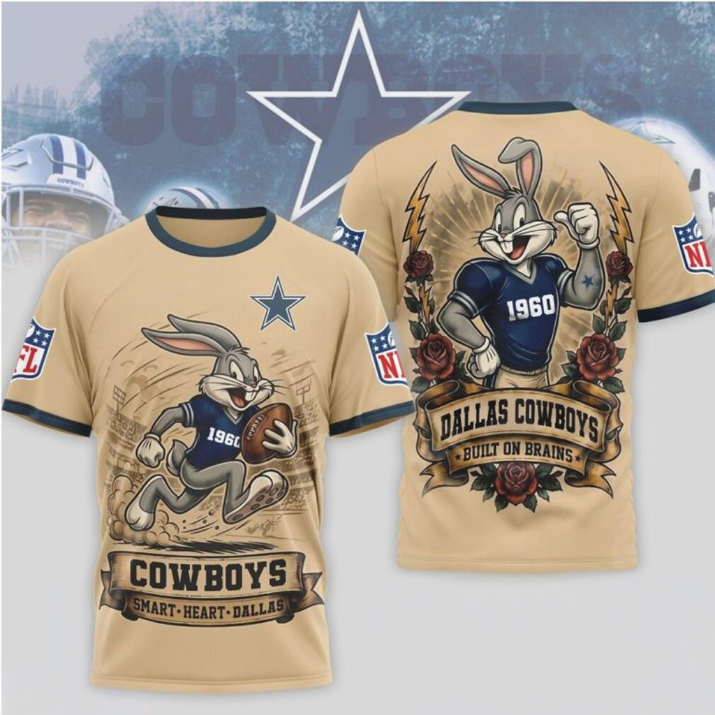 Dallas Cowboys Bugs Bunny Football Cartoon Graphic T-Shirt Dallas Cowboys Merch Fan Gifts