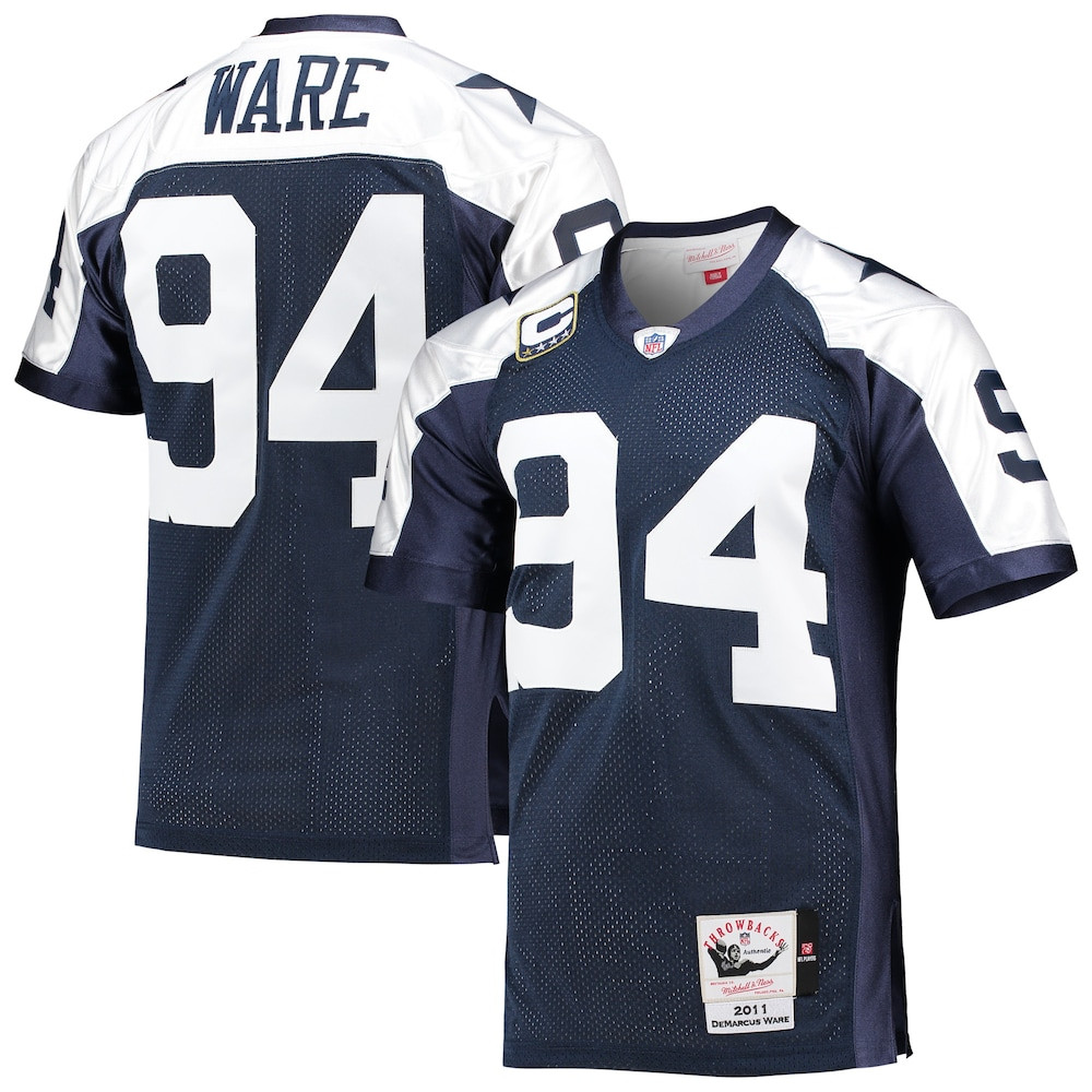 Dallas Cowboys Merch - Men's DeMarcus Ware 2011 Authentic Throwback Retired Player Jersey, Navy - Mitchell & Ness - American Football Presents