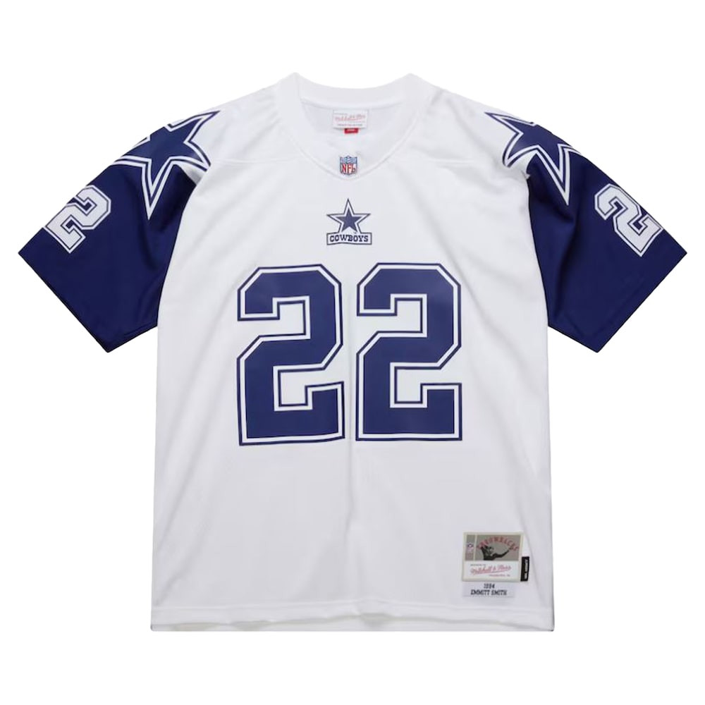 Dallas Cowboys Merch - Men's Emmitt Smith 1994 Alternate Legacy Replica Jersey, White - Mitchell & Ness - American Football Gifts