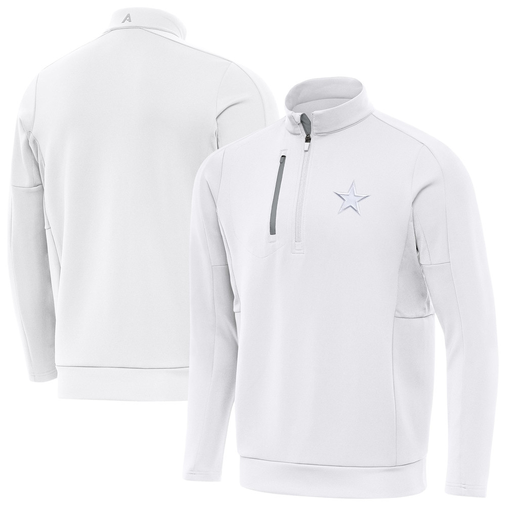 Dallas Cowboys Merch - Men's Generation Quarter-Zip Jacket, White - Antigua - Presents For Football Lovers