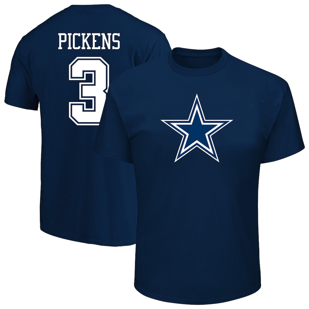 Dallas Cowboys Merch - Men's George Pickens Fanatics Player Name & Number T-Shirt, Big & Tall, Navy - Presents For Football Fans