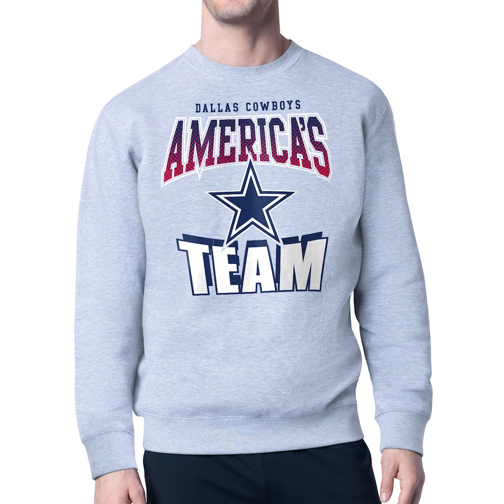 Dallas Cowboys Merch - Men's Gray Comic Style Sweatshirt - Starter - Cool Football Gift Ideas