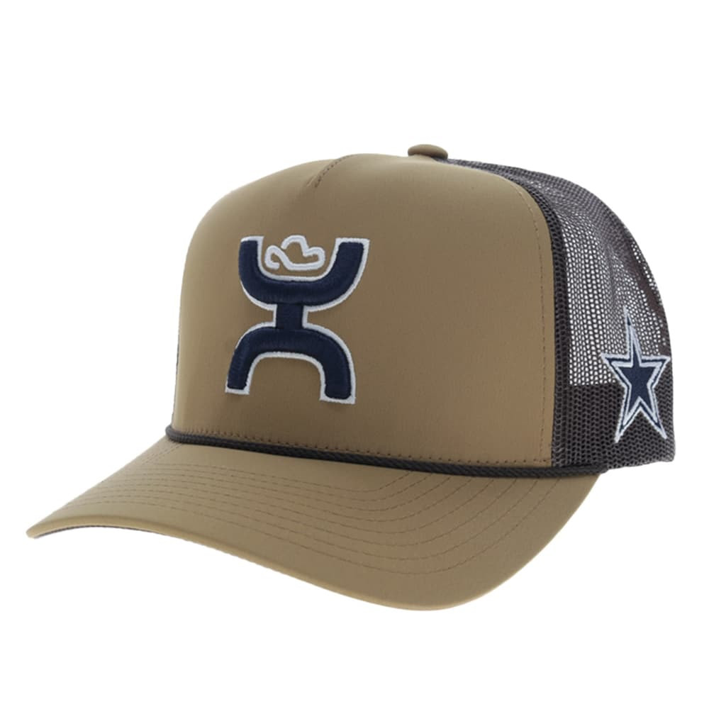 Dallas Cowboys Merch - Men's HOOey Tan Hands Up Trucker Adjustable Hat, Black - Football Fan Gear