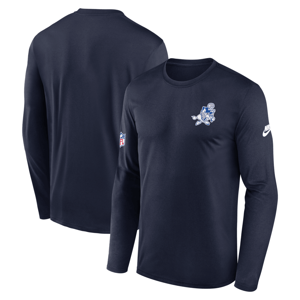 Dallas Cowboys Merch - Men's Legend Small Logo Dri-FIT Long Sleeve T-Shirt, Navy - Best Football Gifts For Christmas