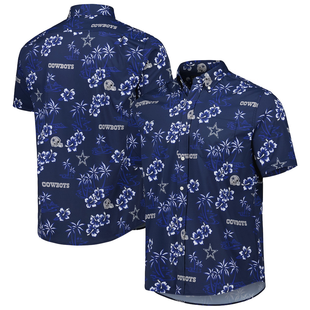 Dallas Cowboys Merch - Men's Reyn Spooner Kekai Button-Up Shirt, Navy - Great Football Gifts