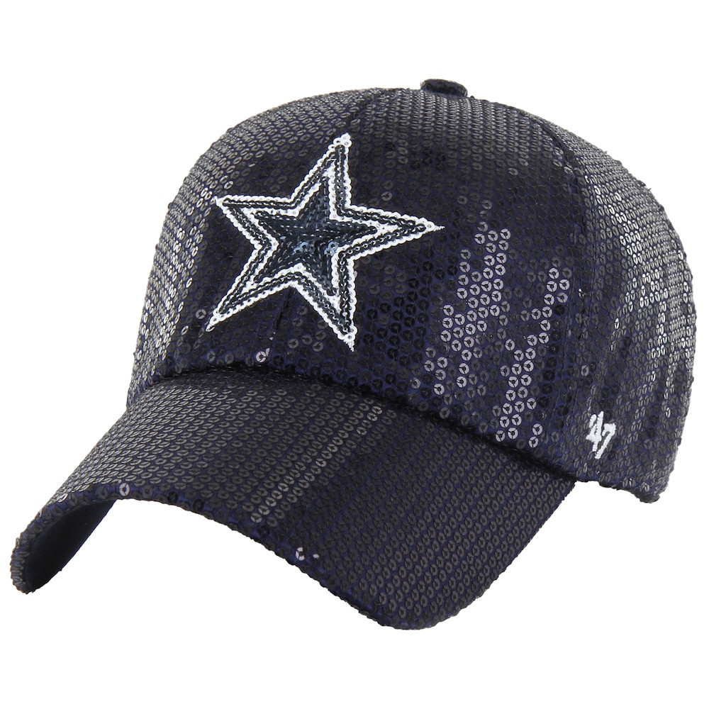 Dallas Cowboys Merch - Women's '47 Dazzle Clean Up Adjustable Hat, Navy - Gift For Football Fans