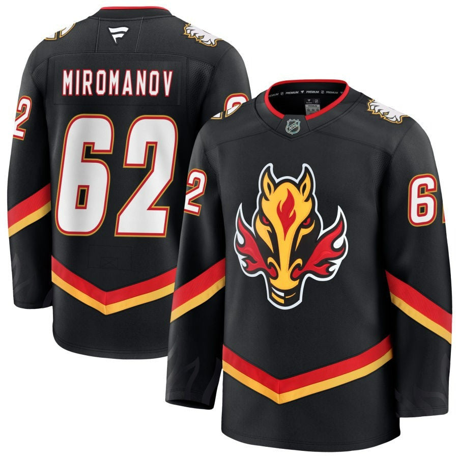 Daniil Miromanov Calgary Flames 2025 Alternate Premium Jersey - Black 1 Daniil Miromanov Calgary Flames 2025 Alternate Premium Jersey - Black