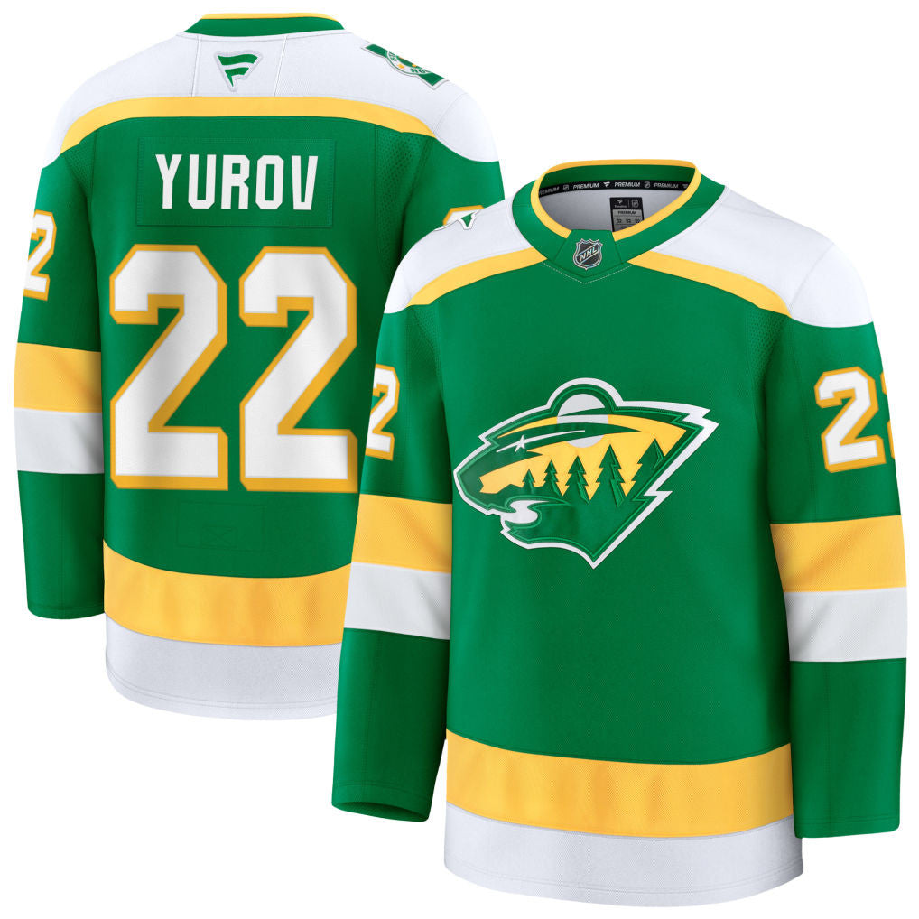Danila Yurov Minnesota Wild 2025 Alternate Premium Jersey - Green 1 Danila Yurov Minnesota Wild 2025 Alternate Premium Jersey - Green