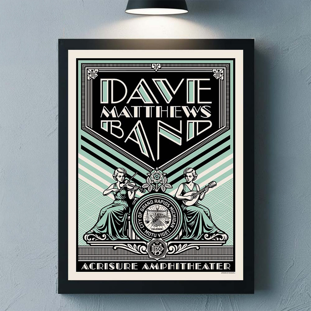 Dave Matthews Band Grand Rapids Michigan 2026 Event Poster At Acrisure Amphitheater Home Decor