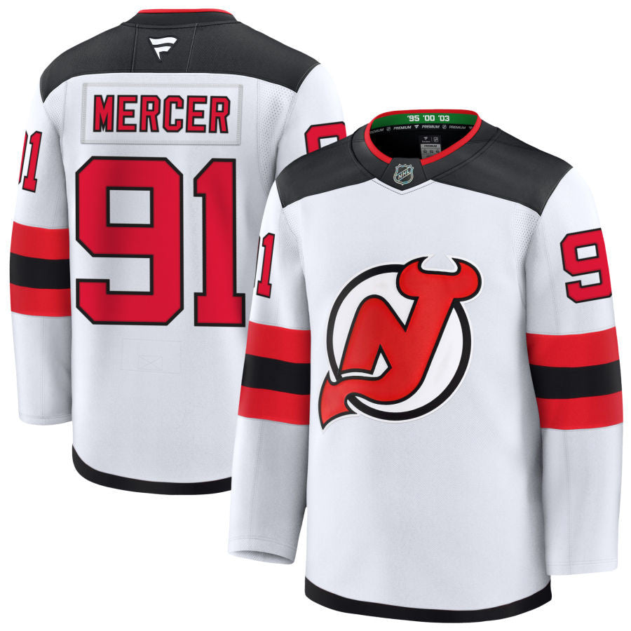 Dawson Mercer New Jersey Devils 2025 Away Jersey - White 1 Dawson Mercer New Jersey Devils 2025 Away Jersey - White