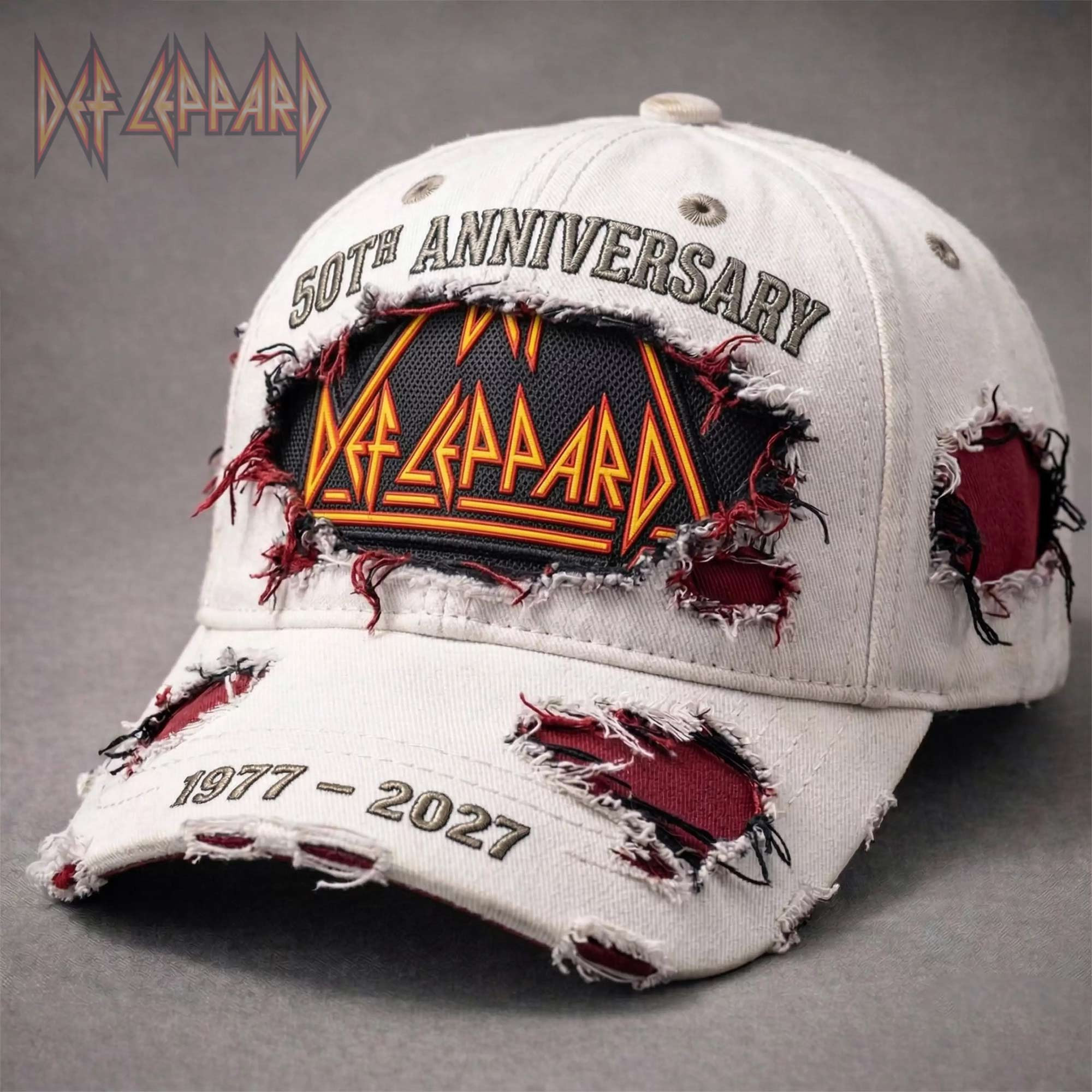 Def Leppard 50th Anniversary 1977-2027 Hat Vintage Rock Band Adjustable Cap Fans Gifts