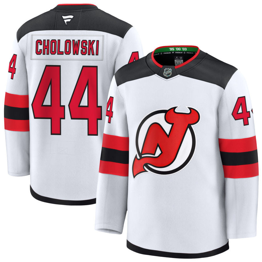 Dennis Cholowski New Jersey Devils 2025 Away Jersey - White 1 Dennis Cholowski New Jersey Devils 2025 Away Jersey - White