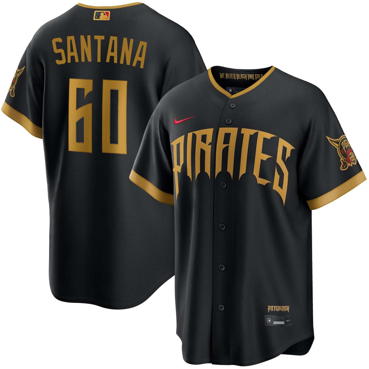 Dennis Santana Pittsburgh Pirates 2026 City Connect Stadium Jersey - Black