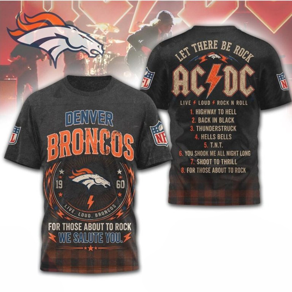 Denver Broncos ACDC Rock Band Mashup Vintage T-Shirt Denver Broncos Merch Gift For Fans