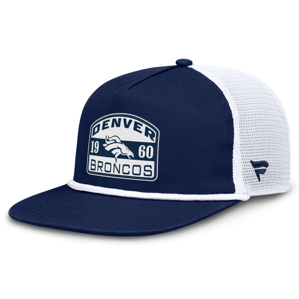 Denver Broncos Merch - Men's Fanatics Guidepost Golfer Adjustable Hat, White Navy - Football Enthusiast Gifts