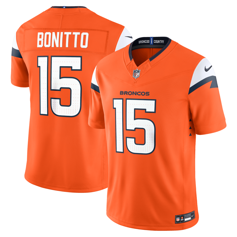 Denver Broncos Merch - Men's Nik Bonitto Team Vapor F.U.S.E. Stitched Limited Jersey, Orange - American Football Christmas Gifts