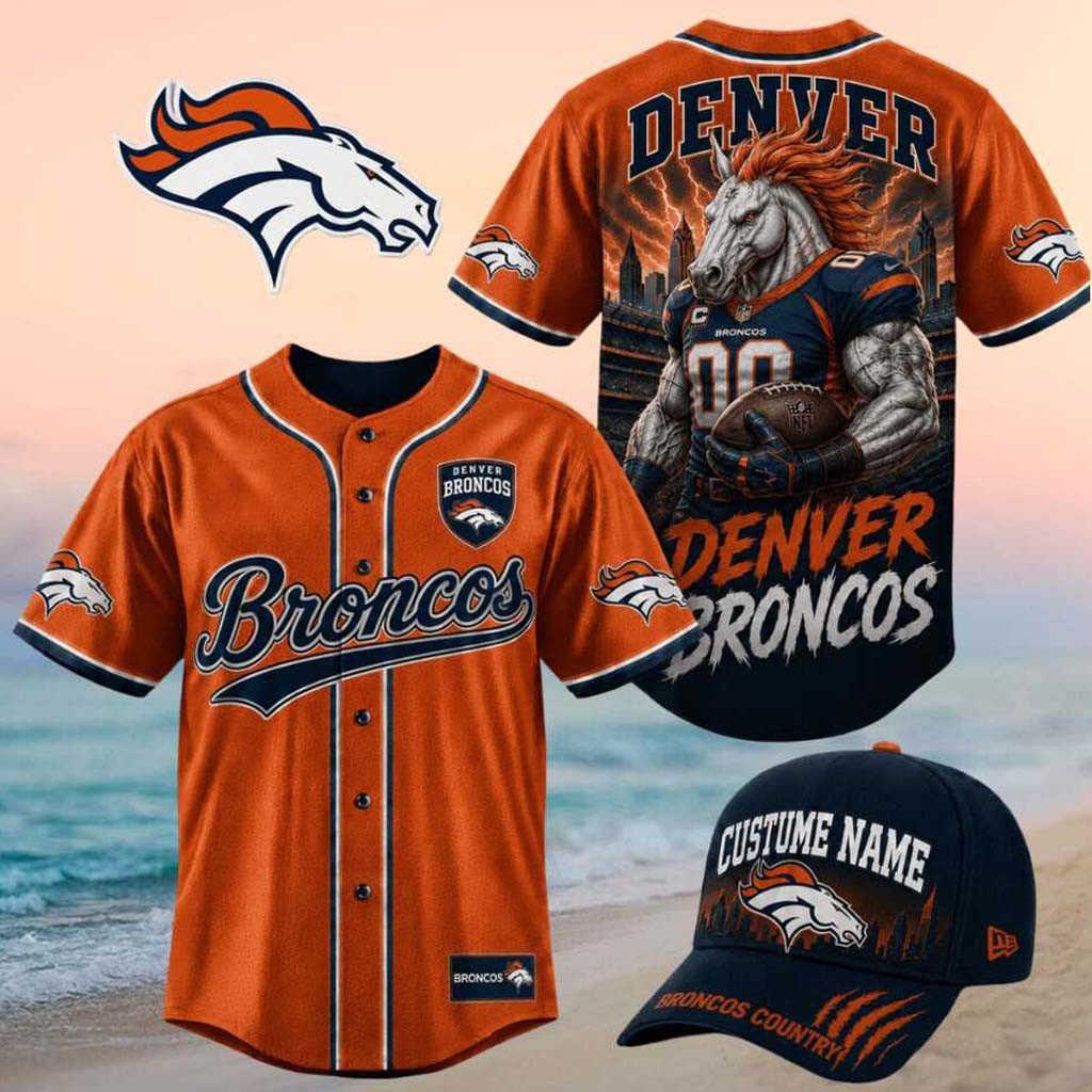 Denver Broncos Muscular Horse Broncos Country Baseball Jersey Denver Broncos Merch Gifts For Fans