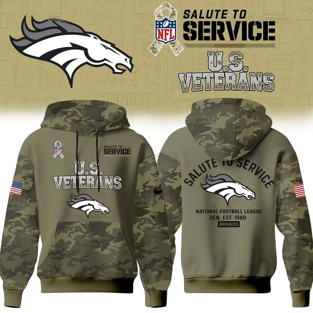 Denver Broncos US Veterans Salute To Service 2026 Hoodie Denver Broncos Merch Football Gifts