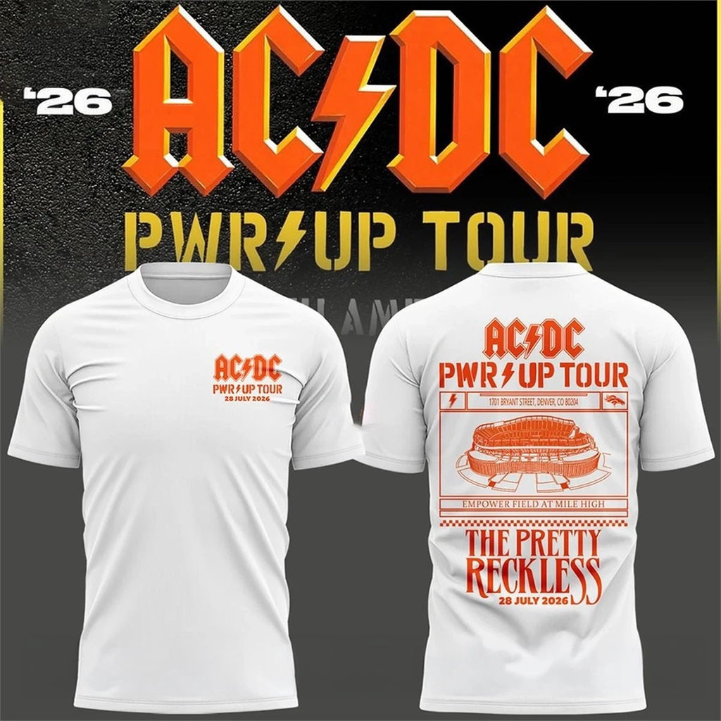 Denver Broncos X AC DC Power Up Tour 2026 T-Shirt The Pretty Reckless Shirt ACDC Merch