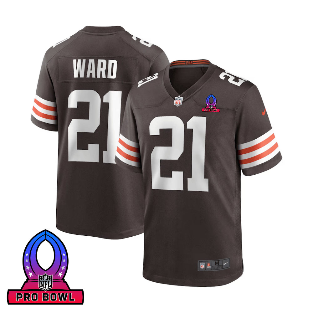 Denzel Ward Cleveland Browns 2025 Pro Bowl Patch Game Men Jersey - Brown