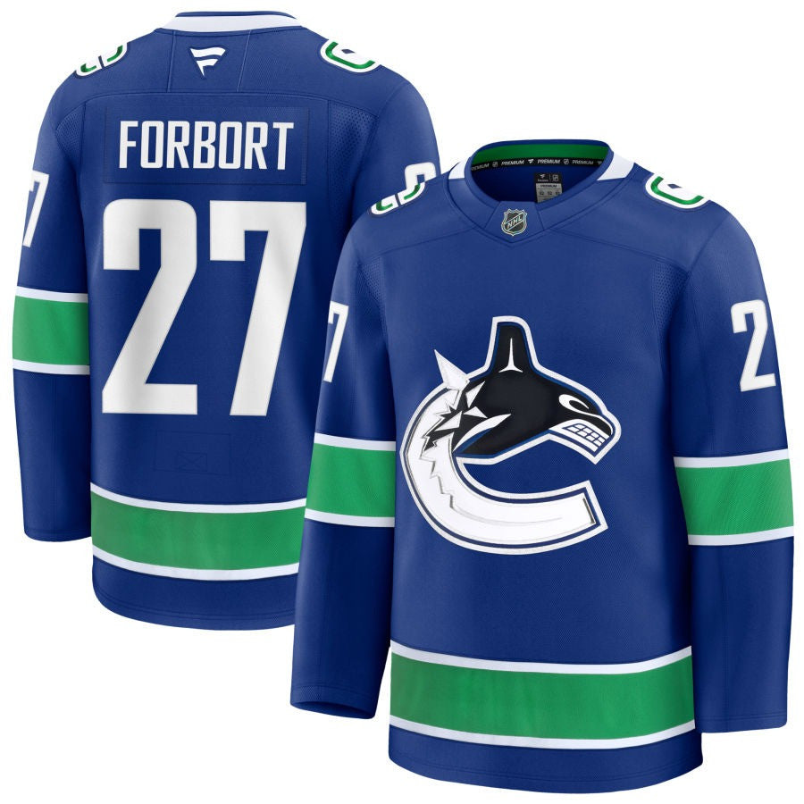 Derek Forbort Vancouver Canucks 2025 Home Jersey - Blue 1 Derek Forbort Vancouver Canucks 2025 Home Jersey - Blue