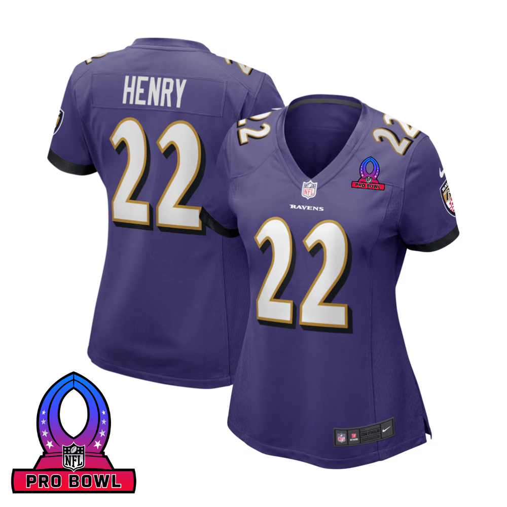Derrick Henry Baltimore Ravens 2025 Pro Bowl Patch Game Jersey - Purple