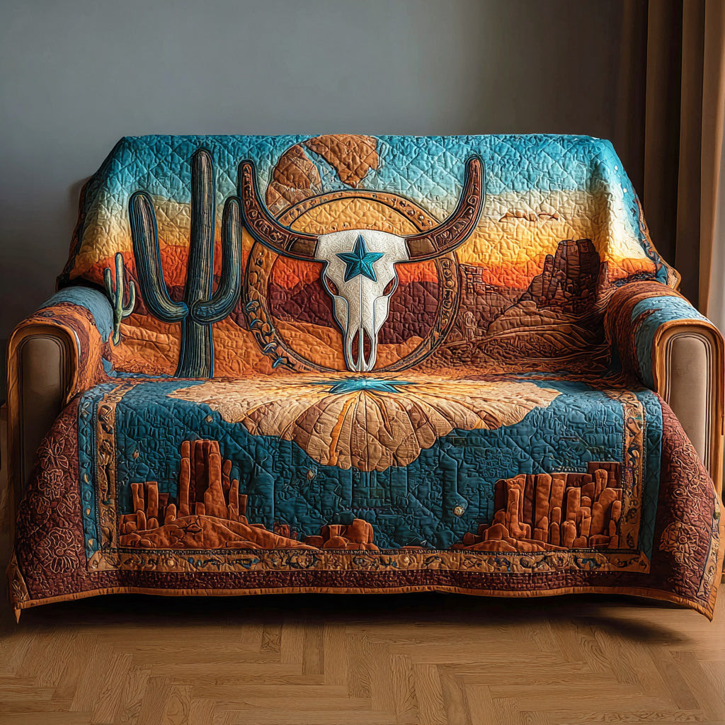 Desert Skull Spirit Quilted Couch Cover Washable Sofa Cover For Dogs Mothers Day Presents For Grandma
