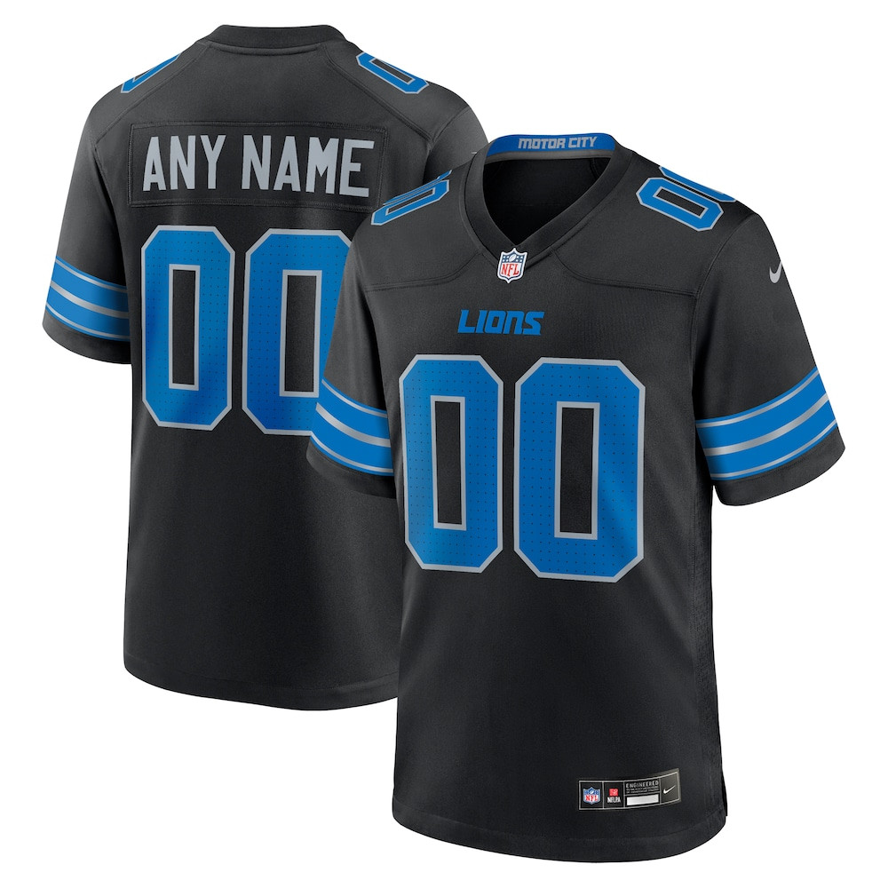 Detroit Lions Merch - Men's Alternate Custom Game Jersey, Black - Best Presents For Football Lovers