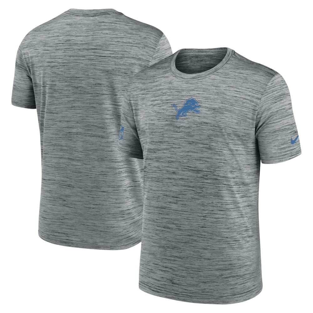 Detroit Lions Merch - Men's Gray Sideline Velocity Performance T-Shirt, Big & Tall - Best Football Gifts