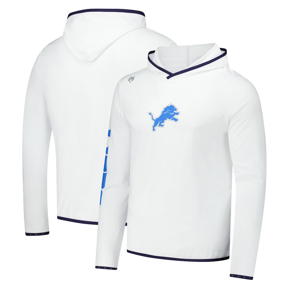 Detroit Lions Merch - Men's Greyson Clothiers Colorado Long Sleeve Hoodie T-Shirt, White - Football Team Gifts Ideas