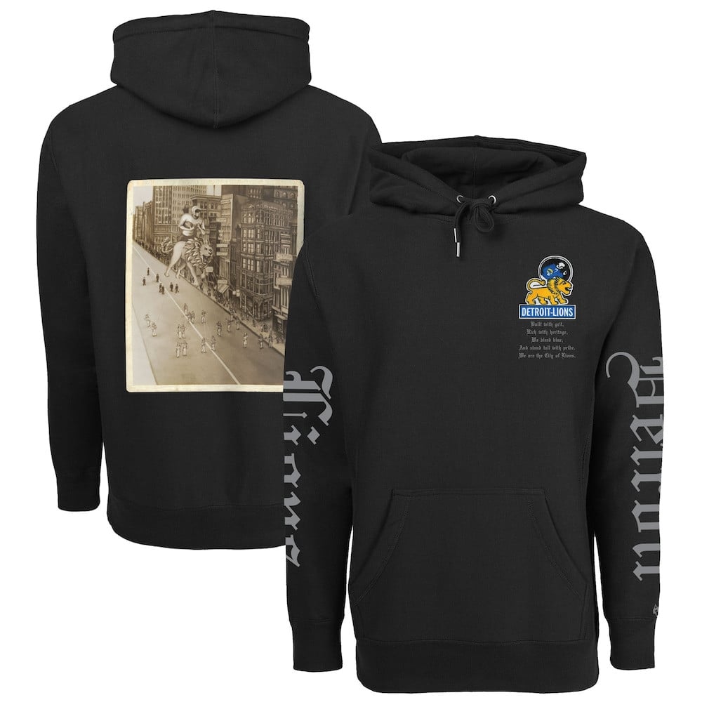 Detroit Lions Merch - Men's Greyson Clothiers Thanksgiving Fireside Pullover Hoodie, Black - Football Team Gifts Ideas