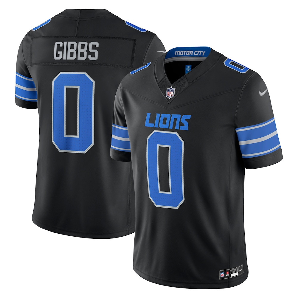 Detroit Lions Merch - Men's Jahmyr Gibbs Alternate Vapor F.U.S.E. Stitched Limited Jersey, Black - Best Gift For A Football Lover