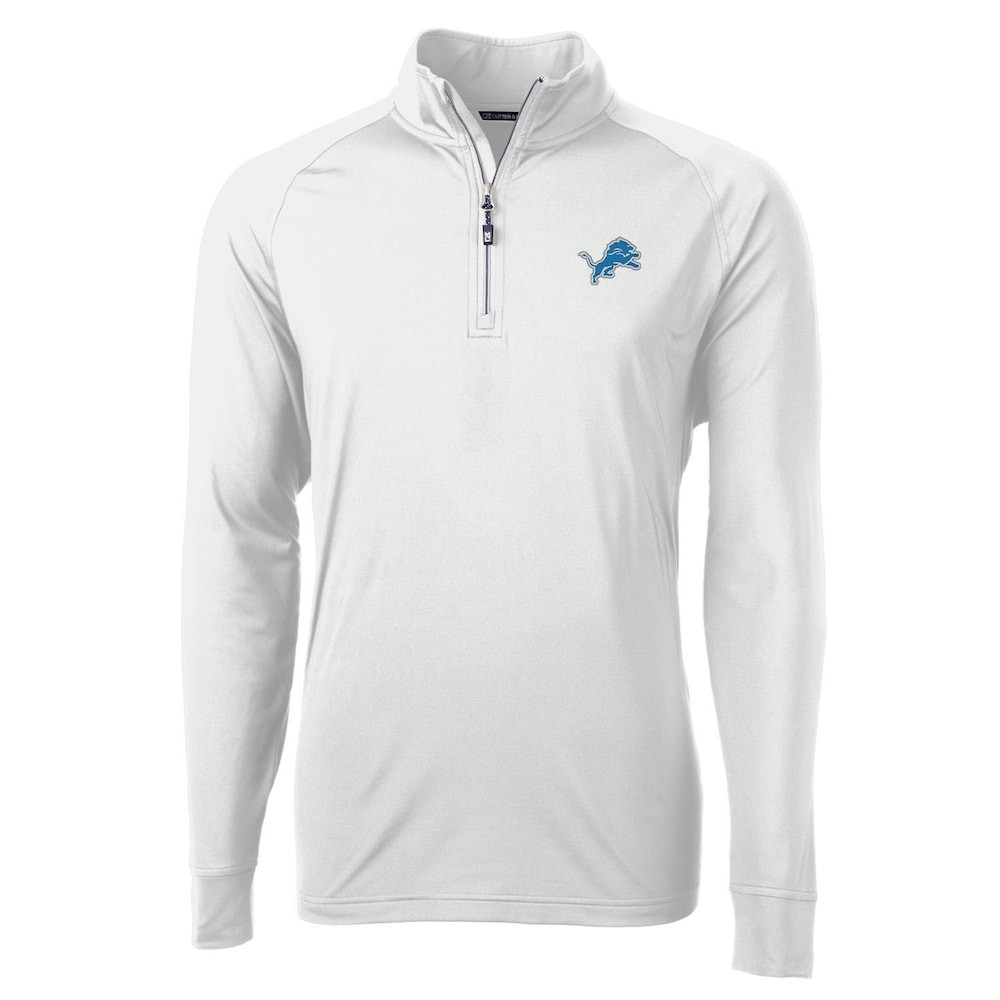 Detroit Lions Merch - Men's Quarter-Zip Pullover Jacket, White - Cutter & Buck - Birthday Gift For Football Lover