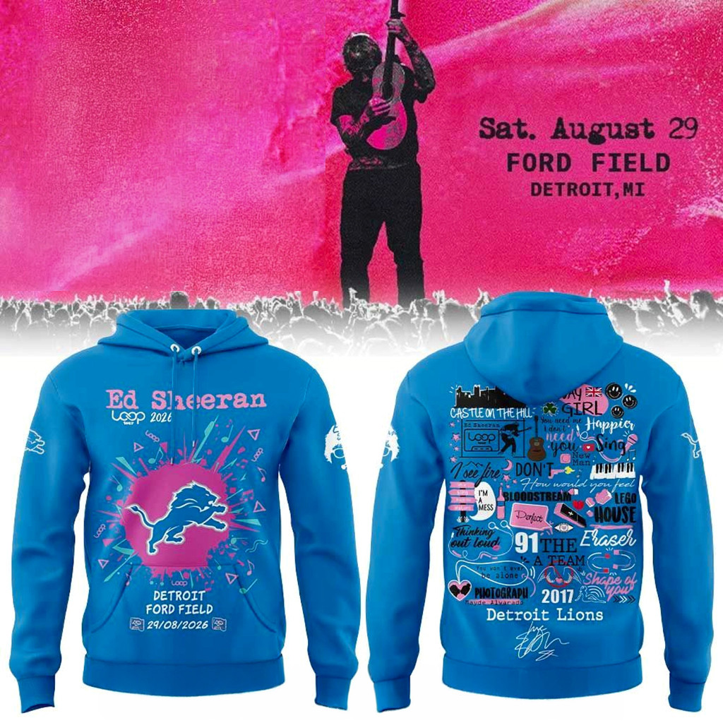 Detroit Lions X Ed Sheeran Loop Tour 2026 Hoodie Detroit Lions Merch Gifts For Music Lovers